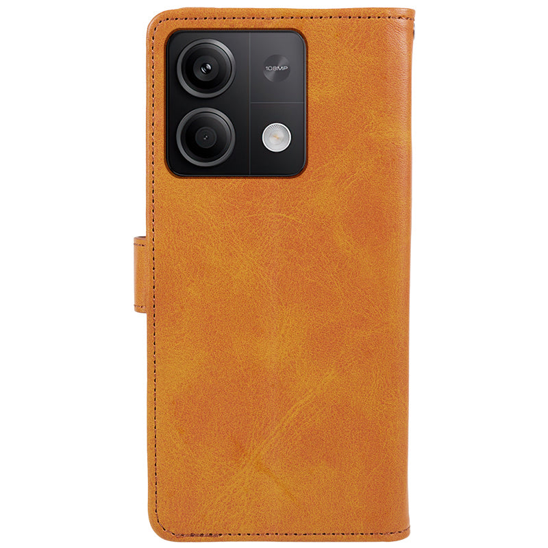 For Xiaomi Redmi Note 13 5G Shockproof Phone Case Magnetic PU Leather Wallet Stand Phone Shell - Khaki
