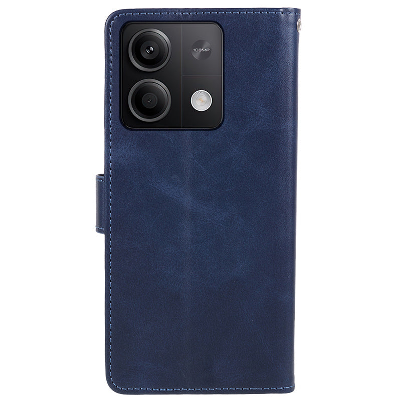 For Xiaomi Redmi Note 13 5G Shockproof Phone Case Magnetic PU Leather Wallet Stand Phone Shell - Blue