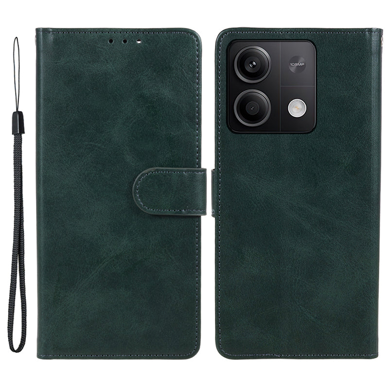 For Xiaomi Redmi Note 13 5G Shockproof Phone Case Magnetic PU Leather Wallet Stand Phone Shell - Midnight Green