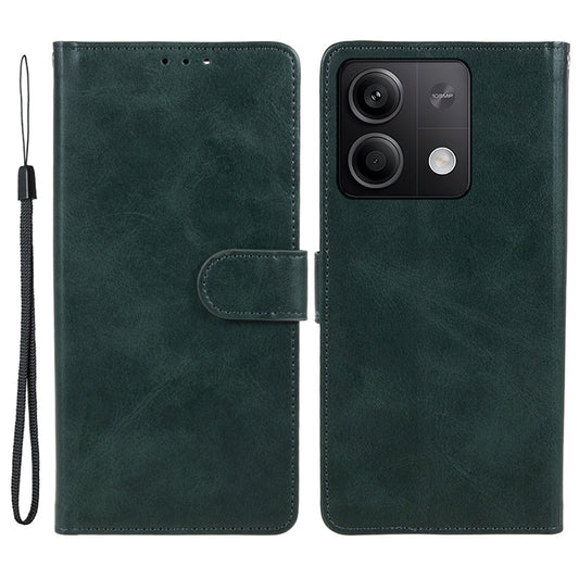 For Xiaomi Redmi Note 13 5G Shockproof Phone Case Magnetic PU Leather Wallet Stand Phone Shell - Midnight Green