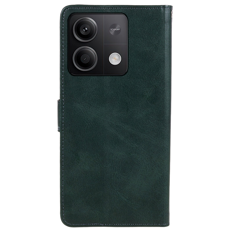 For Xiaomi Redmi Note 13 5G Shockproof Phone Case Magnetic PU Leather Wallet Stand Phone Shell - Midnight Green