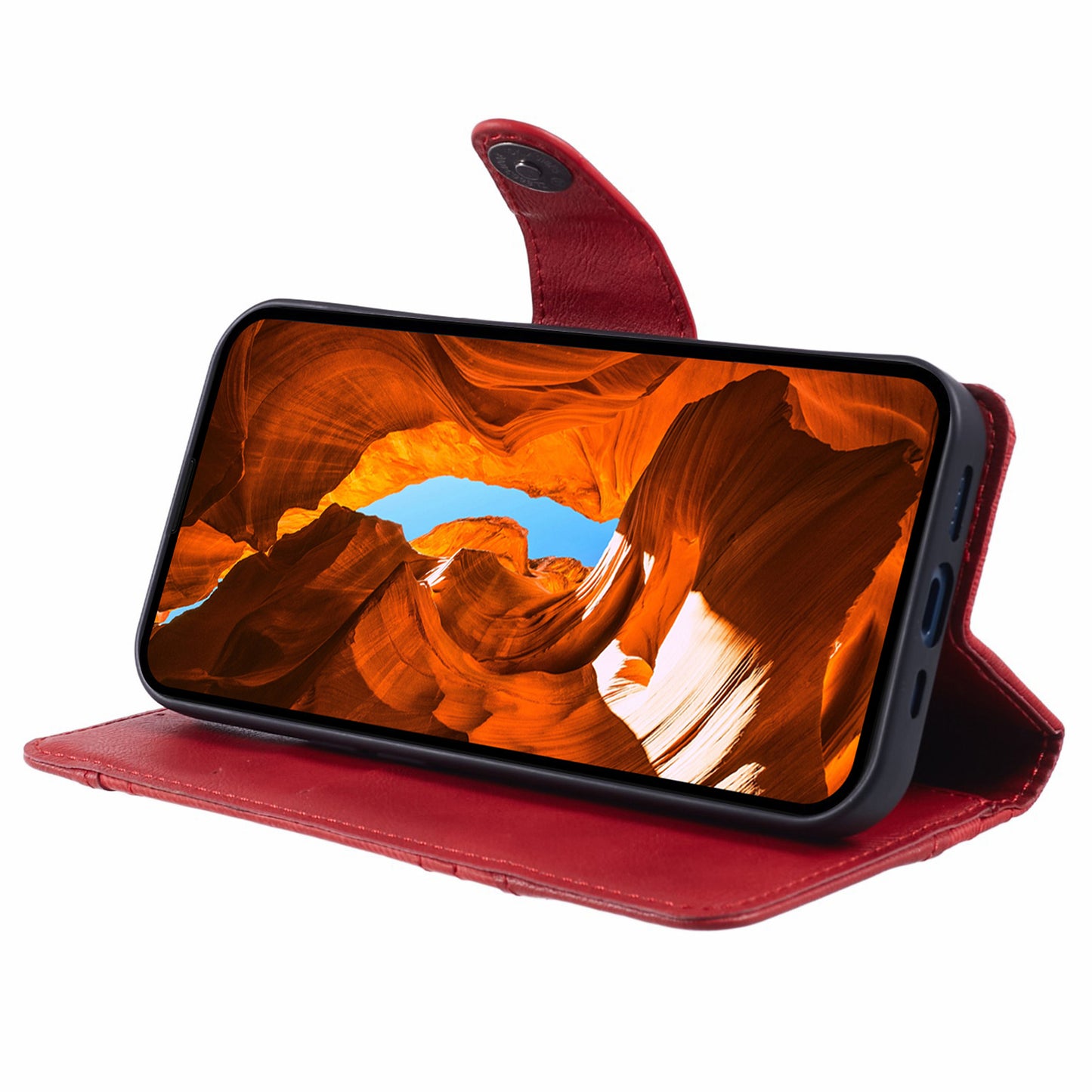 For Xiaomi Redmi Note 13 Pro+ 5G Case Crazy Horse Texture PU Leather Phone Protective Cover - Red