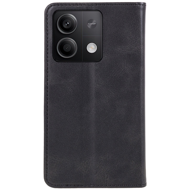 Phone Case for Xiaomi Redmi Note 13 5G Shockproof PU Leather Wallet Phone Stand Cover - Black