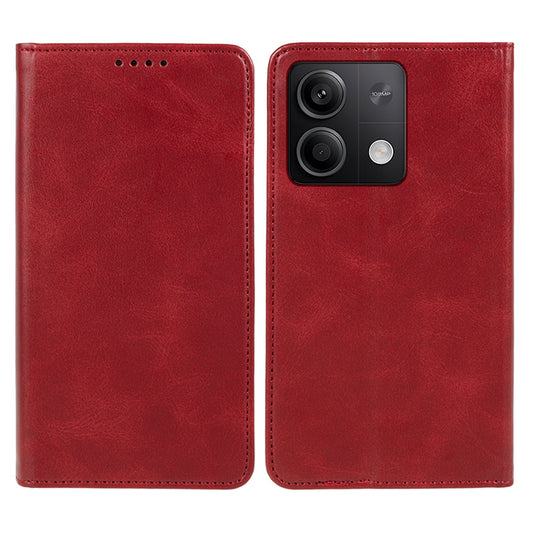 Phone Case for Xiaomi Redmi Note 13 5G Shockproof PU Leather Wallet Phone Stand Cover - Red