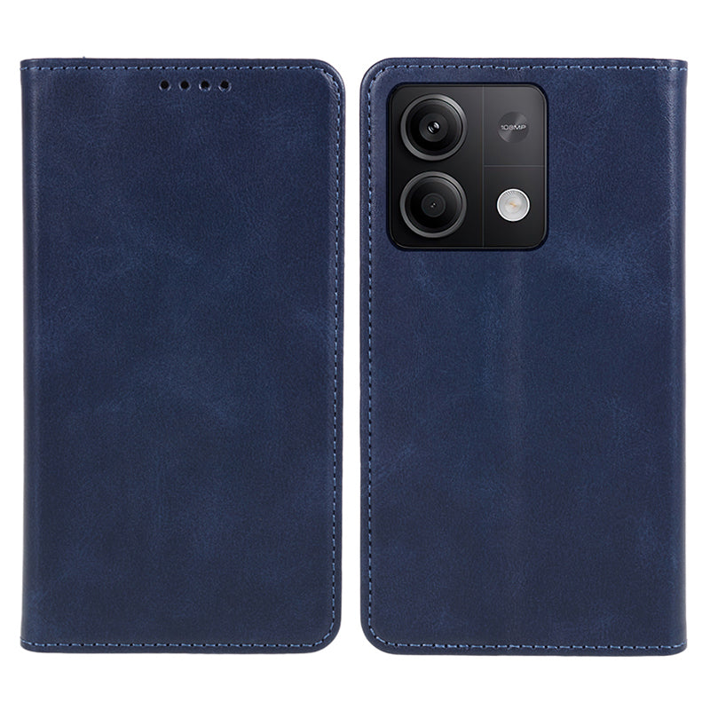 Phone Case for Xiaomi Redmi Note 13 5G Shockproof PU Leather Wallet Phone Stand Cover - Blue
