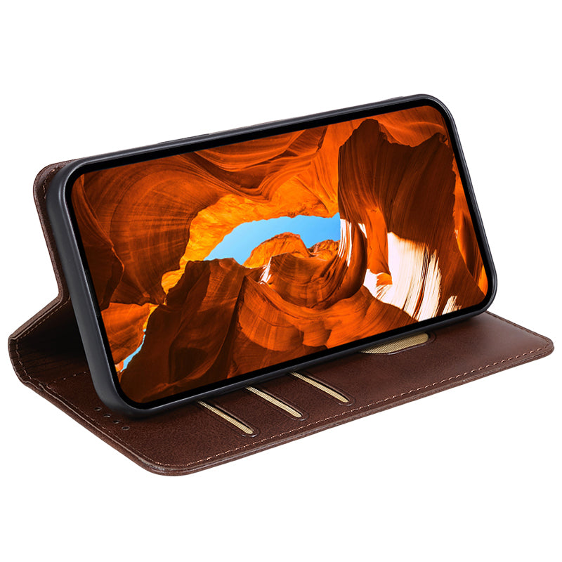 For Xiaomi Redmi Note 13 Pro 5G / Poco X6 5G Case Cell Phone Stand Cover Shockproof PU Leather Wallet - Brown