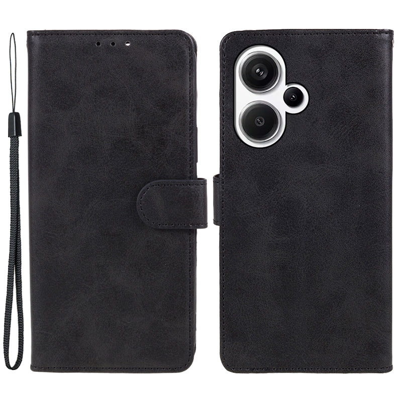 For Xiaomi Redmi Note 13 Pro+ 5G Mobile Phone Case PU Leather Wallet Stand Slim-Fit Phone Cover - Black