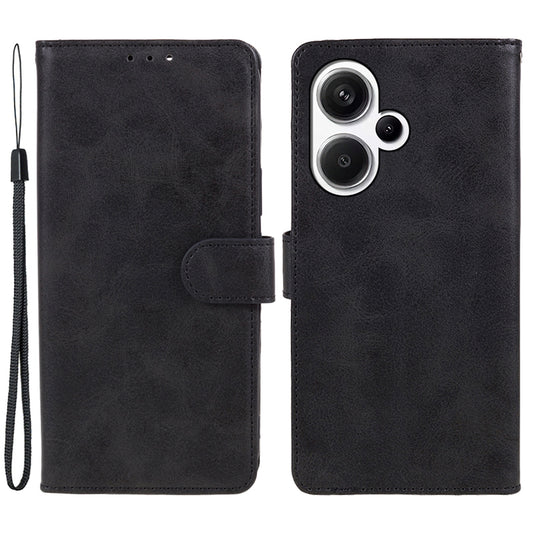 For Xiaomi Redmi Note 13 Pro+ 5G Mobile Phone Case PU Leather Wallet Stand Slim-Fit Phone Cover - Black
