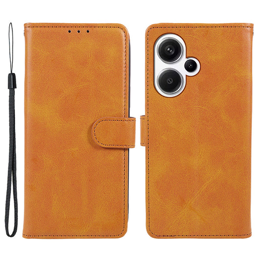 For Xiaomi Redmi Note 13 Pro+ 5G Mobile Phone Case PU Leather Wallet Stand Slim-Fit Phone Cover - Khaki