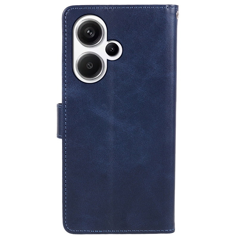 For Xiaomi Redmi Note 13 Pro+ 5G Mobile Phone Case PU Leather Wallet Stand Slim-Fit Phone Cover - Blue