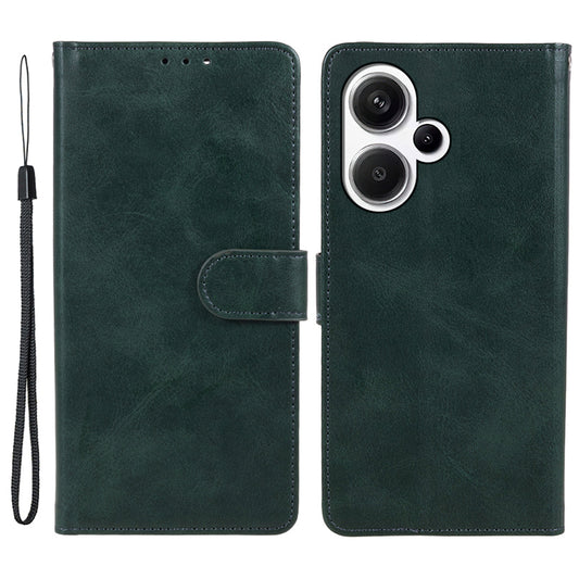 For Xiaomi Redmi Note 13 Pro+ 5G Mobile Phone Case PU Leather Wallet Stand Slim-Fit Phone Cover - Midnight Green
