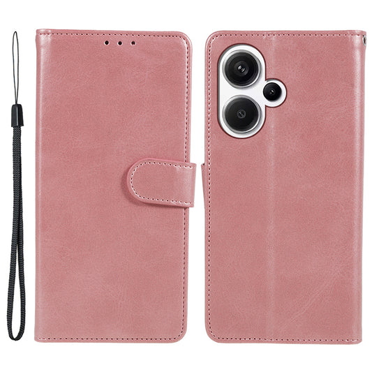 For Xiaomi Redmi Note 13 Pro+ 5G Mobile Phone Case PU Leather Wallet Stand Slim-Fit Phone Cover - Rose Gold