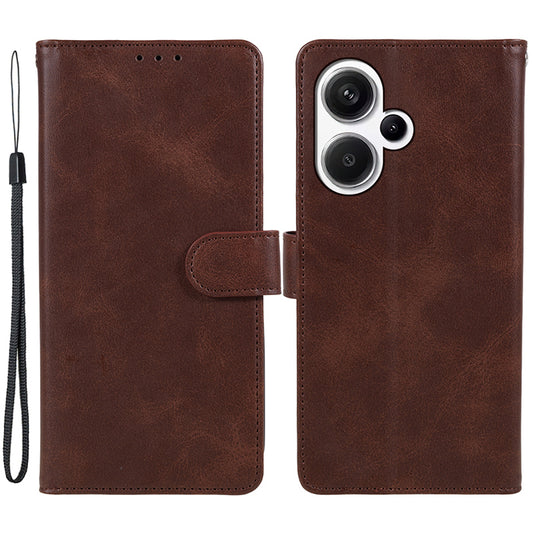 For Xiaomi Redmi Note 13 Pro+ 5G Mobile Phone Case PU Leather Wallet Stand Slim-Fit Phone Cover - Brown