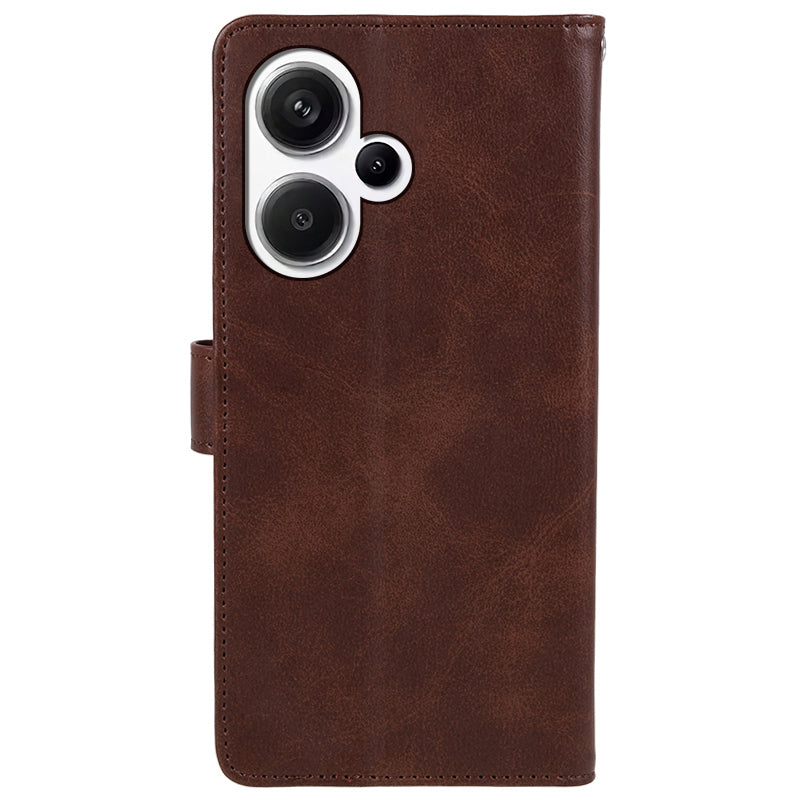 For Xiaomi Redmi Note 13 Pro+ 5G Mobile Phone Case PU Leather Wallet Stand Slim-Fit Phone Cover - Brown