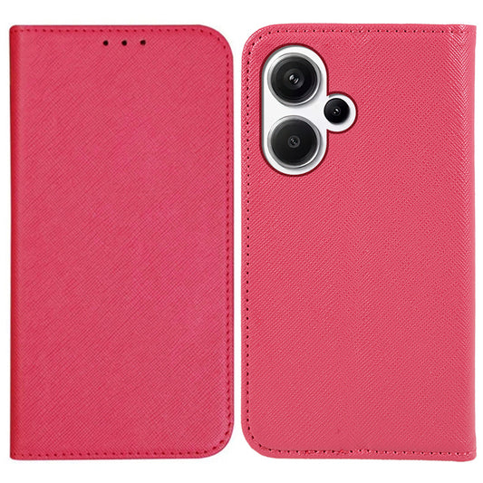 For Xiaomi Redmi Note 13 Pro+ 5G Cell Phone Case Magnetic Closing Leather Wallet Cover - Pink