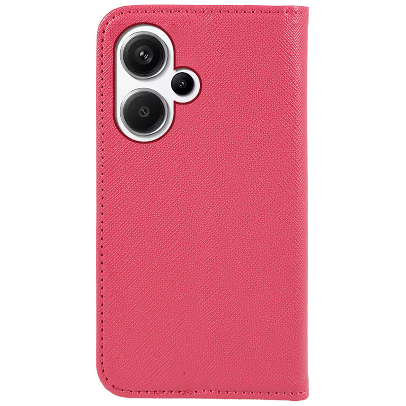 For Xiaomi Redmi Note 13 Pro+ 5G Cell Phone Case Magnetic Closing Leather Wallet Cover - Pink