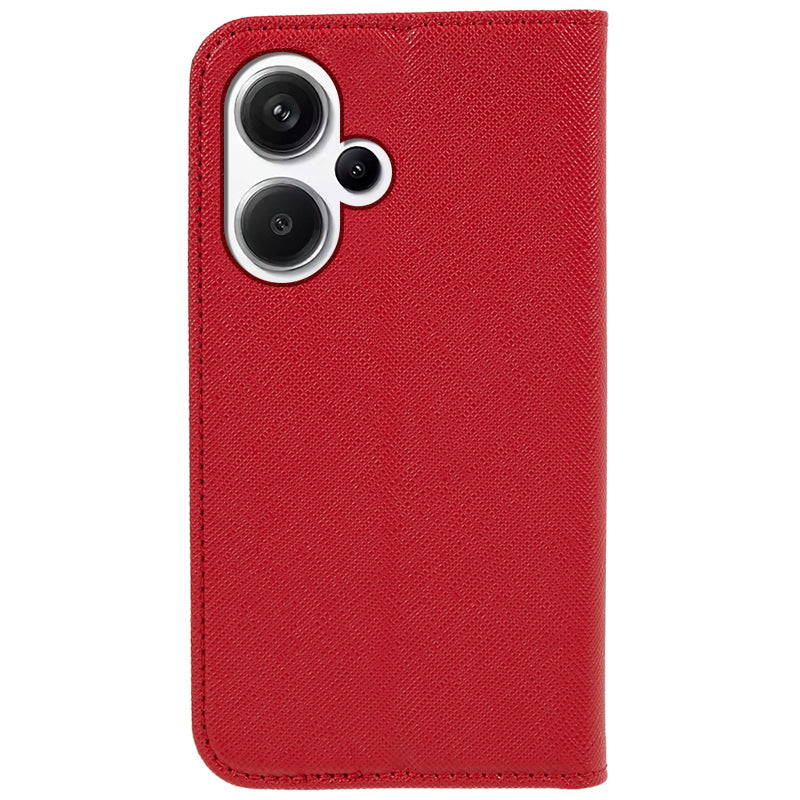 For Xiaomi Redmi Note 13 Pro+ 5G Cell Phone Case Magnetic Closing Leather Wallet Cover - Red