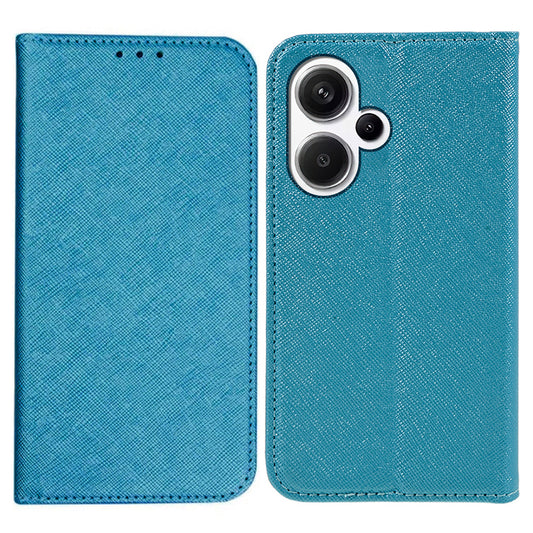 For Xiaomi Redmi Note 13 Pro+ 5G Cell Phone Case Magnetic Closing Leather Wallet Cover - Sky Blue