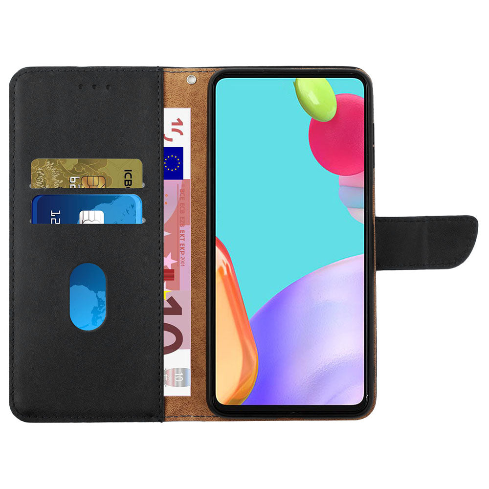 HT02 For Xiaomi Redmi Note 13 4G Case Wallet Phone Cover Genuine Cow Leather - Black