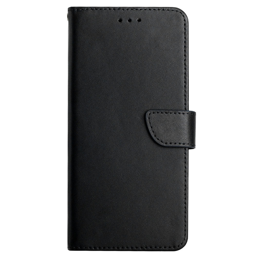 HT02 For Xiaomi Redmi Note 13 4G Case Wallet Phone Cover Genuine Cow Leather - Black