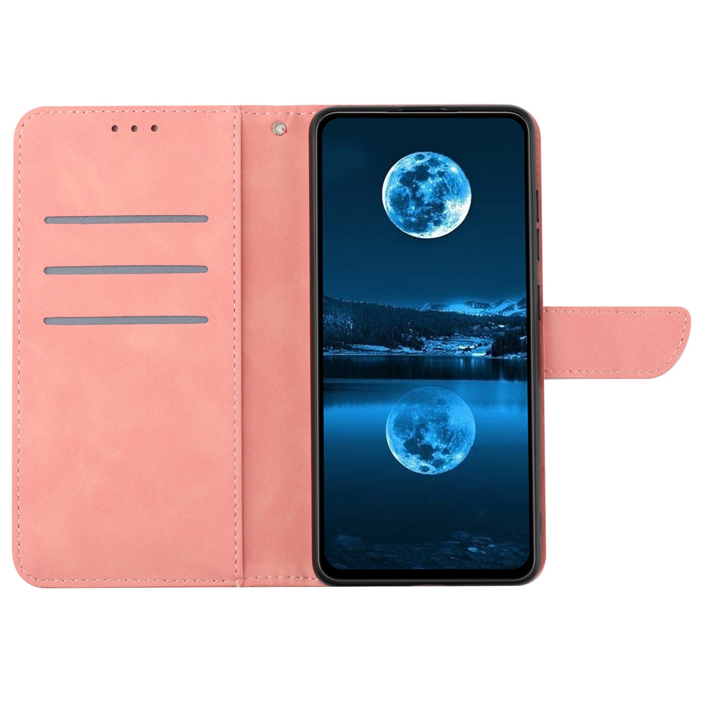 HT05 For Xiaomi Redmi Note 13 4G Magnetic Phone Case Splicing Lines Imprinted Cover - Pink