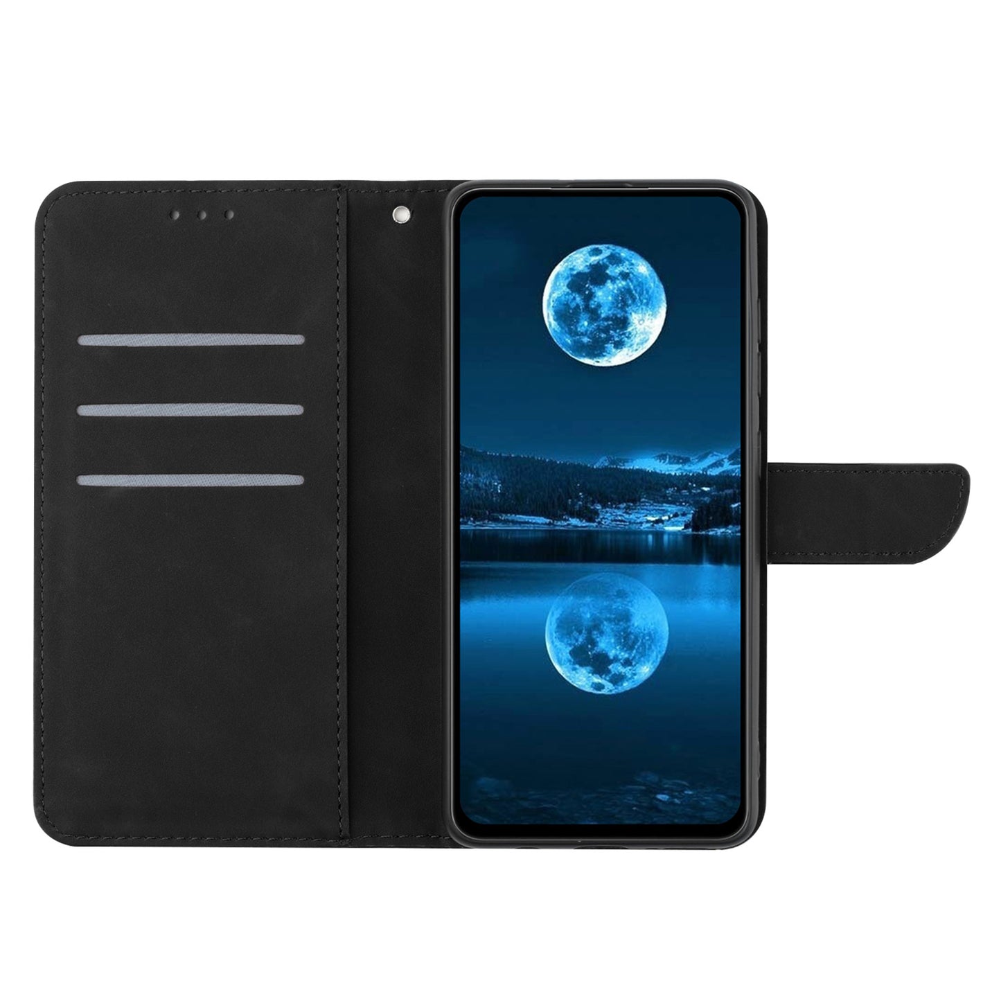 HT05 For Xiaomi Redmi Note 13 4G Magnetic Phone Case Splicing Lines Imprinted Cover - Black