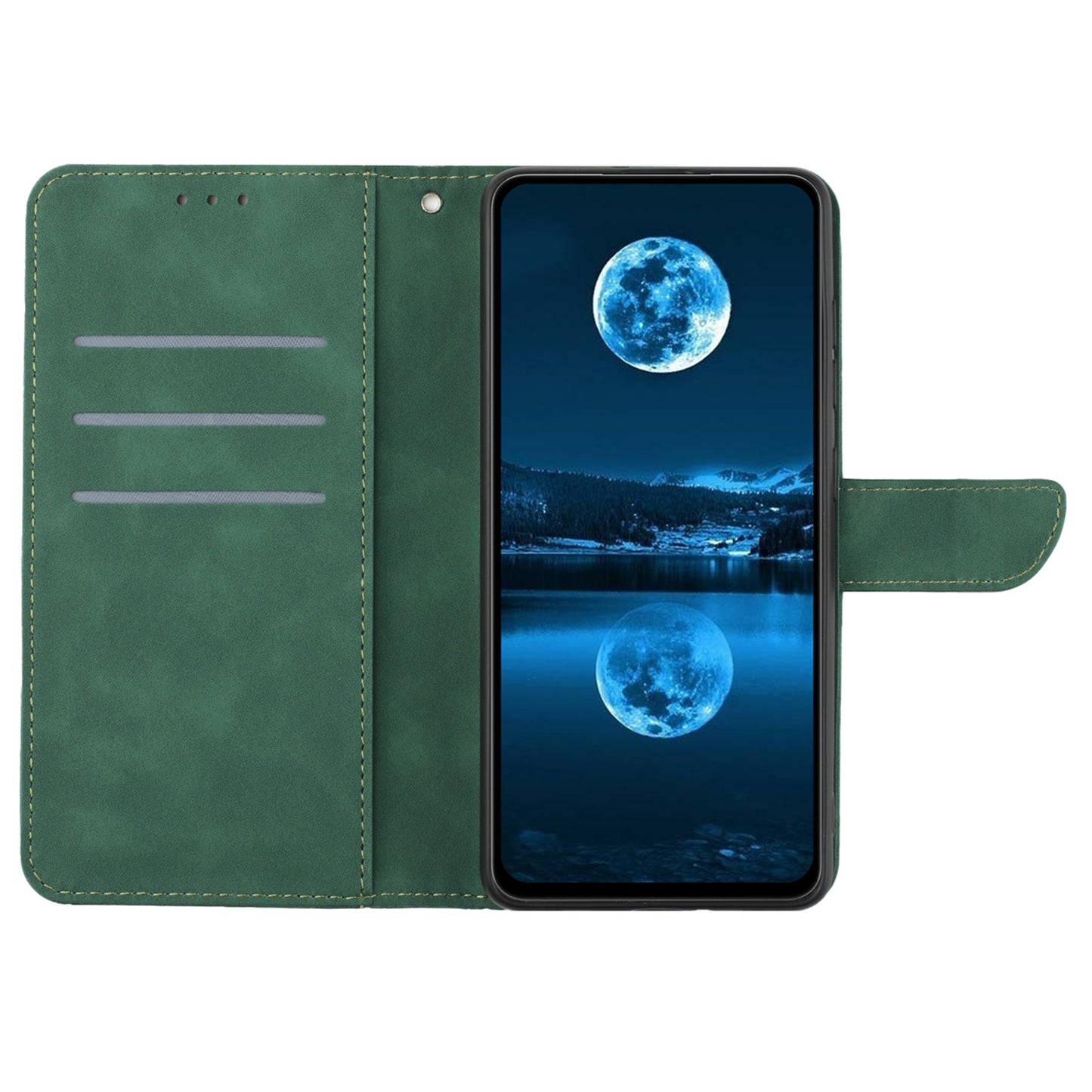 HT05 For Xiaomi Redmi Note 13 4G Magnetic Phone Case Splicing Lines Imprinted Cover - Green