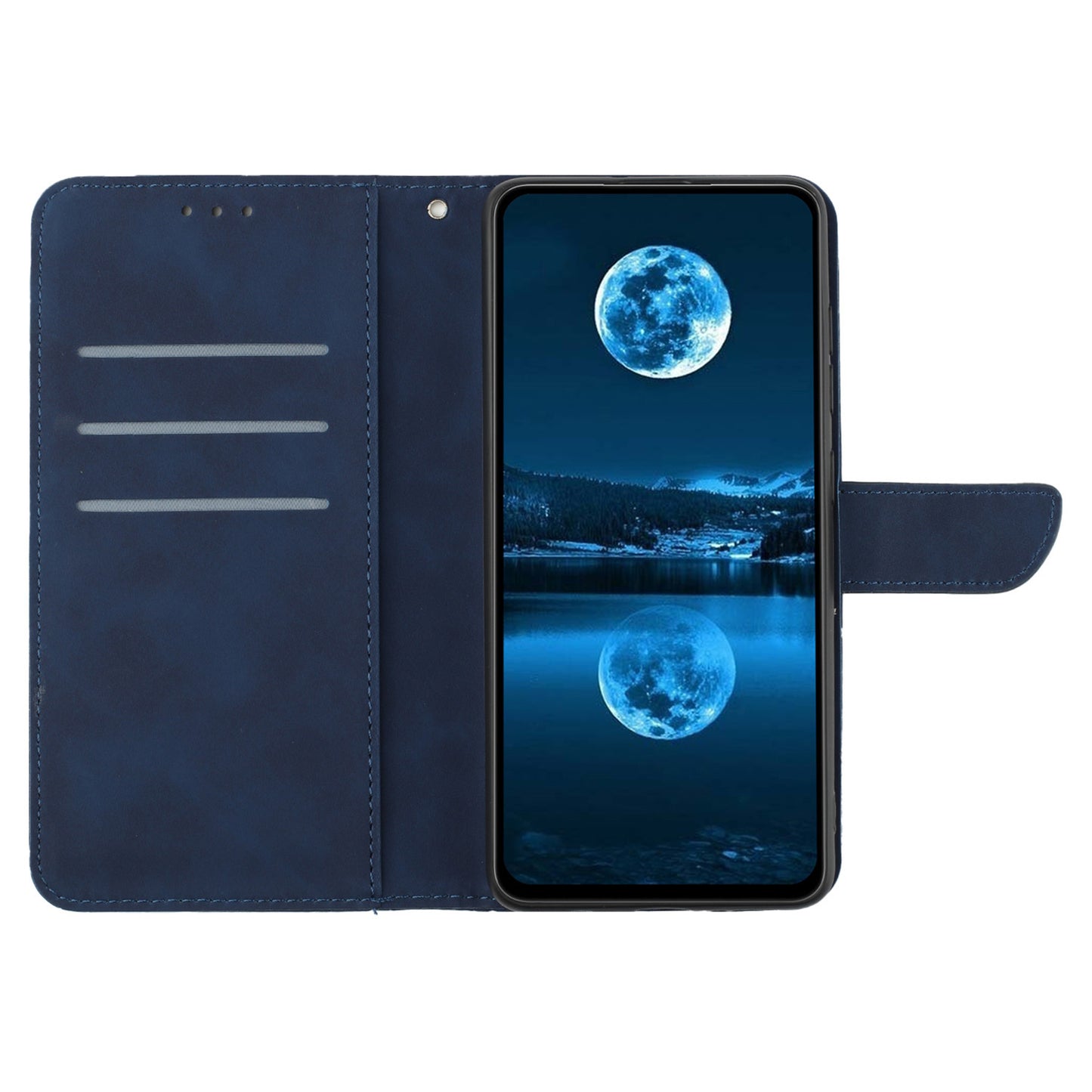 HT05 For Xiaomi Redmi Note 13 4G Magnetic Phone Case Splicing Lines Imprinted Cover - Blue
