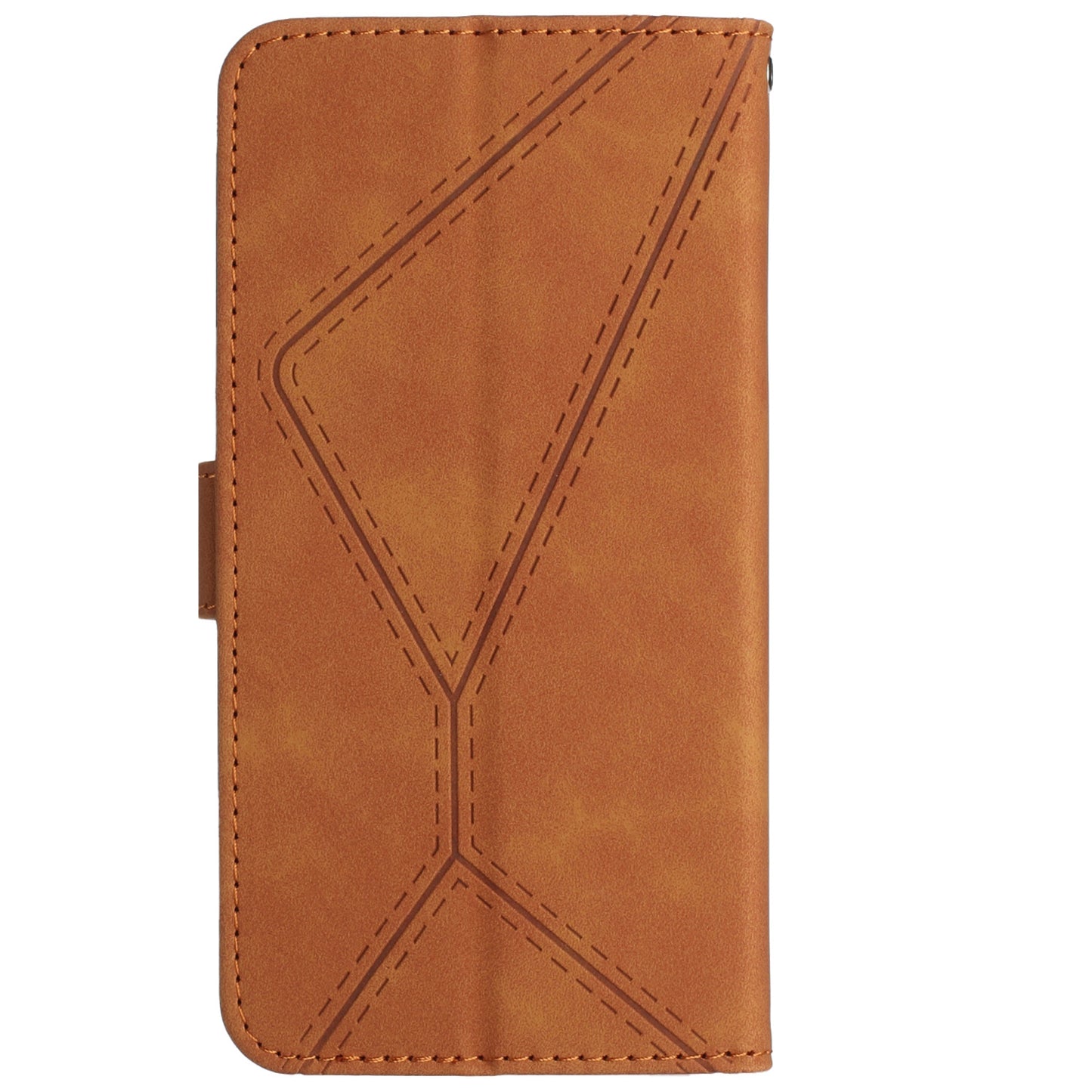 HT05 For Xiaomi Redmi Note 13 4G Magnetic Phone Case Splicing Lines Imprinted Cover - Brown