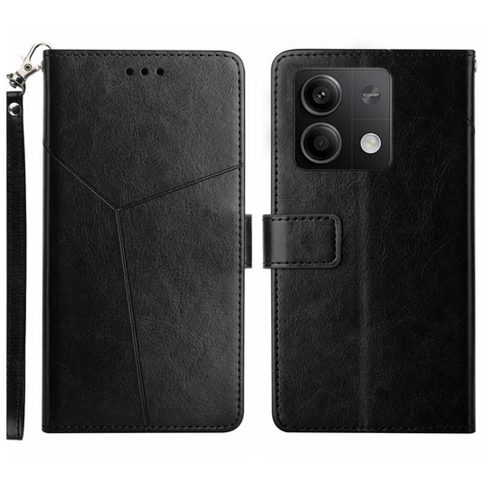 HT01 For Xiaomi Redmi Note 13 4G Magnetic Phone Case Y-shaped Line Imprinted Cover - Black