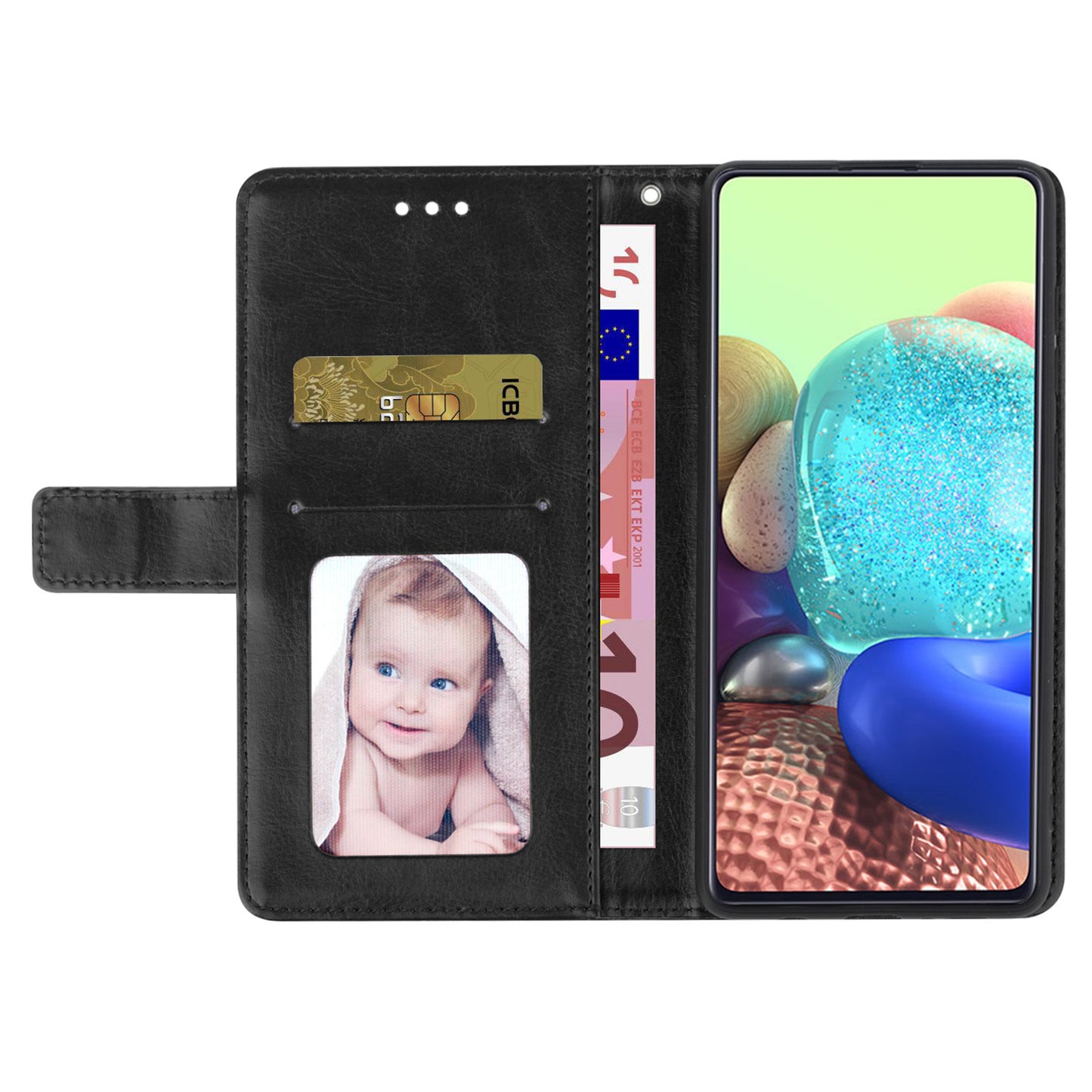 HT01 For Xiaomi Redmi Note 13 4G Magnetic Phone Case Y-shaped Line Imprinted Cover - Black