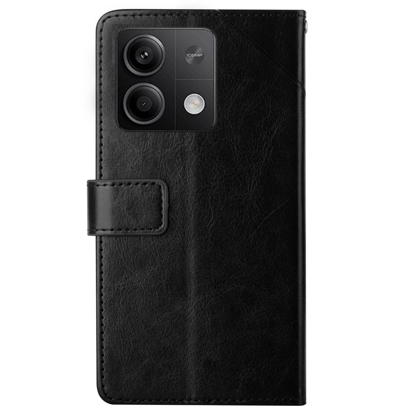 HT01 For Xiaomi Redmi Note 13 4G Magnetic Phone Case Y-shaped Line Imprinted Cover - Black