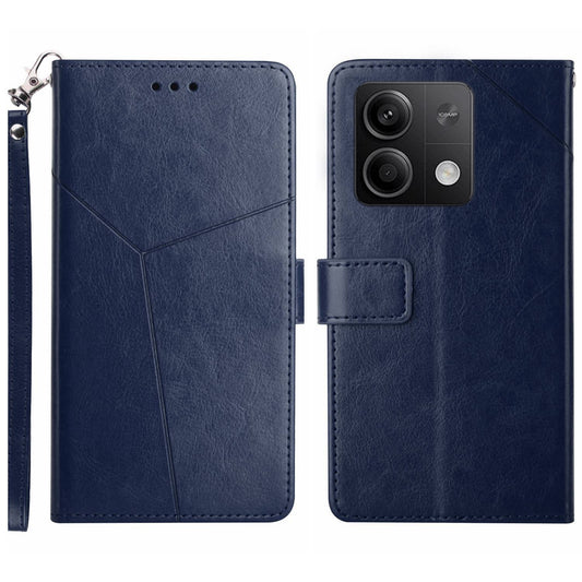 HT01 For Xiaomi Redmi Note 13 4G Magnetic Phone Case Y-shaped Line Imprinted Cover - Blue