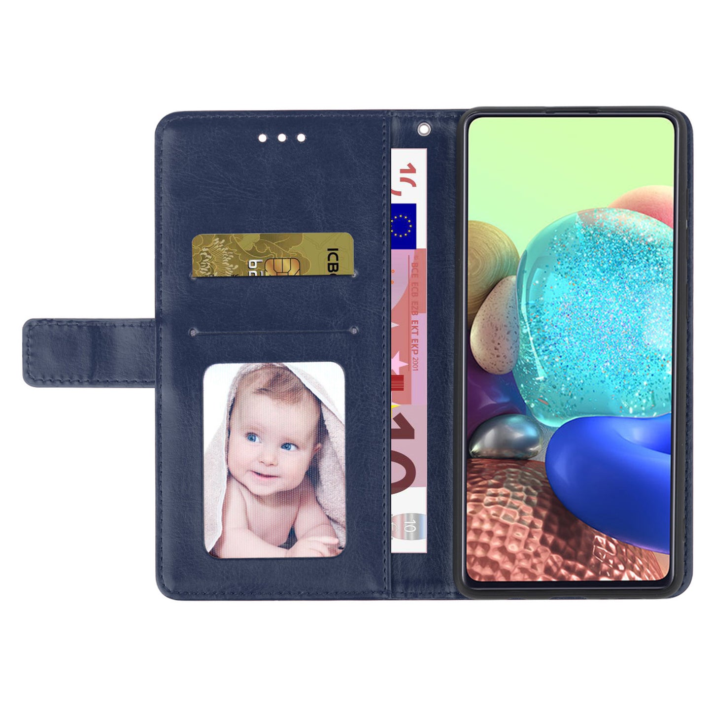 HT01 For Xiaomi Redmi Note 13 4G Magnetic Phone Case Y-shaped Line Imprinted Cover - Blue