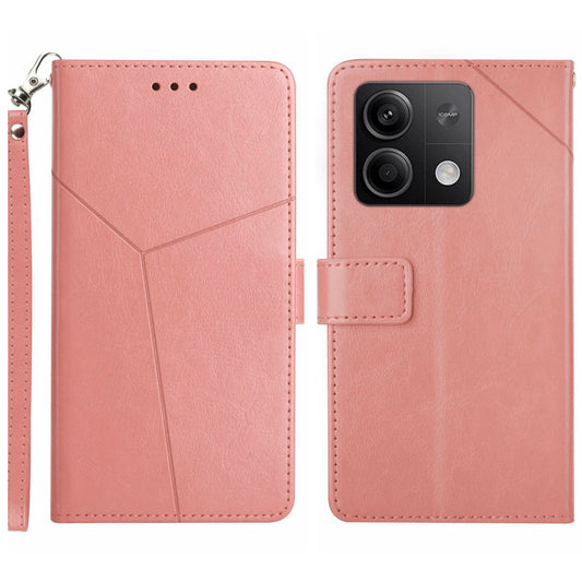 HT01 For Xiaomi Redmi Note 13 4G Magnetic Phone Case Y-shaped Line Imprinted Cover - Pink