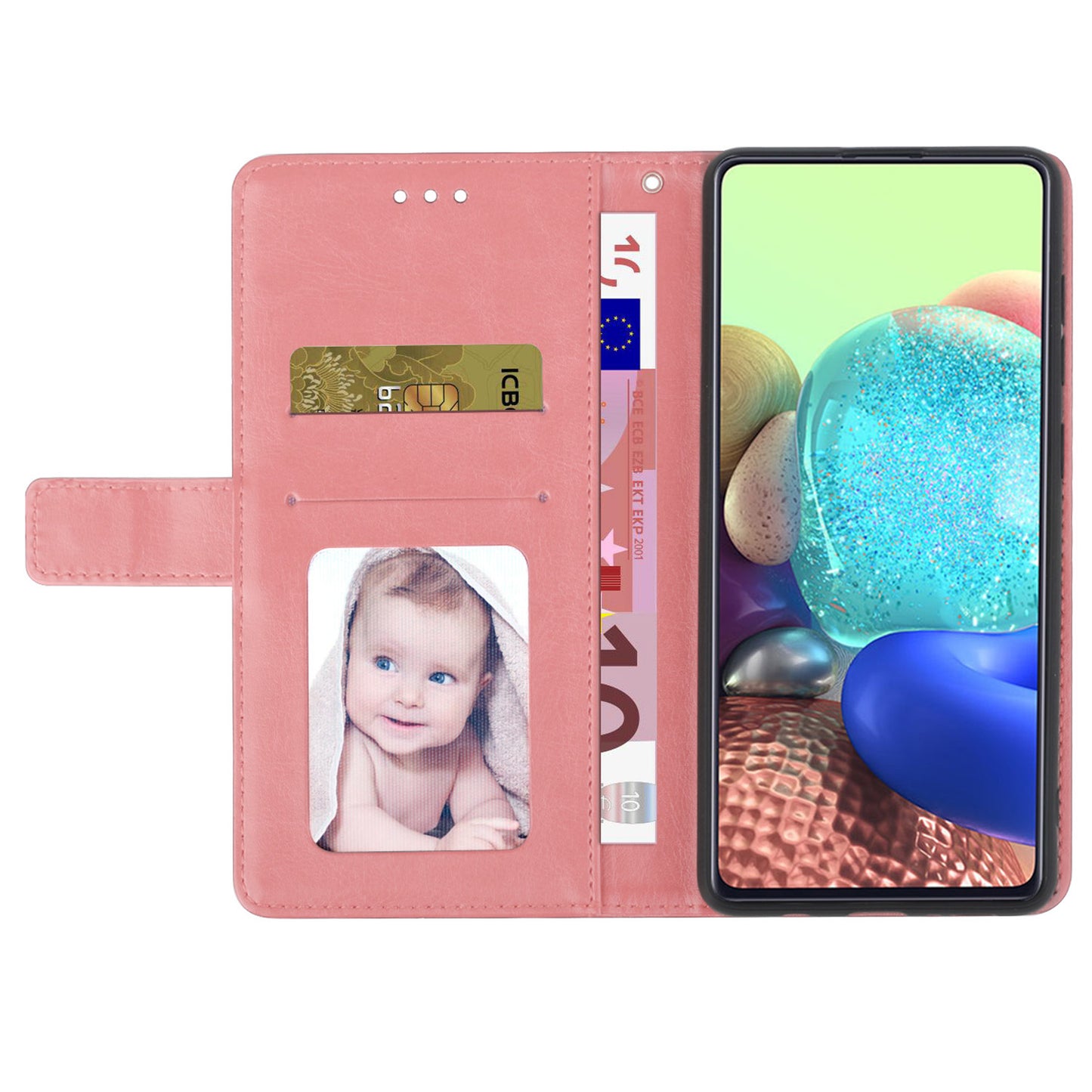 HT01 For Xiaomi Redmi Note 13 4G Magnetic Phone Case Y-shaped Line Imprinted Cover - Pink
