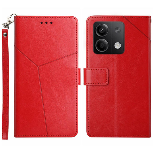HT01 For Xiaomi Redmi Note 13 4G Magnetic Phone Case Y-shaped Line Imprinted Cover - Red