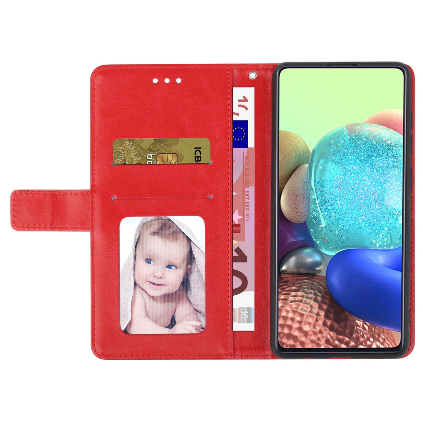 HT01 For Xiaomi Redmi Note 13 4G Magnetic Phone Case Y-shaped Line Imprinted Cover - Red