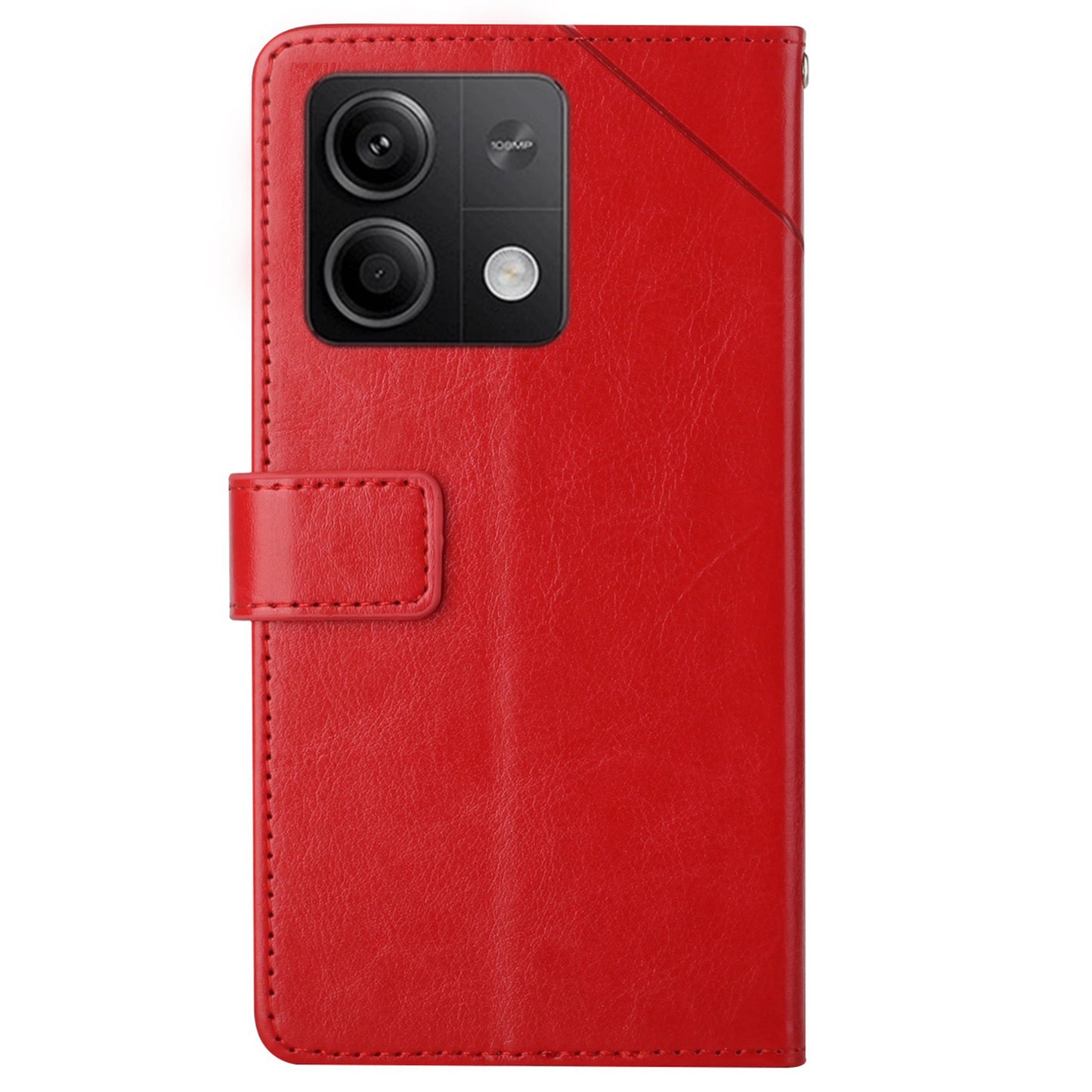 HT01 For Xiaomi Redmi Note 13 4G Magnetic Phone Case Y-shaped Line Imprinted Cover - Red