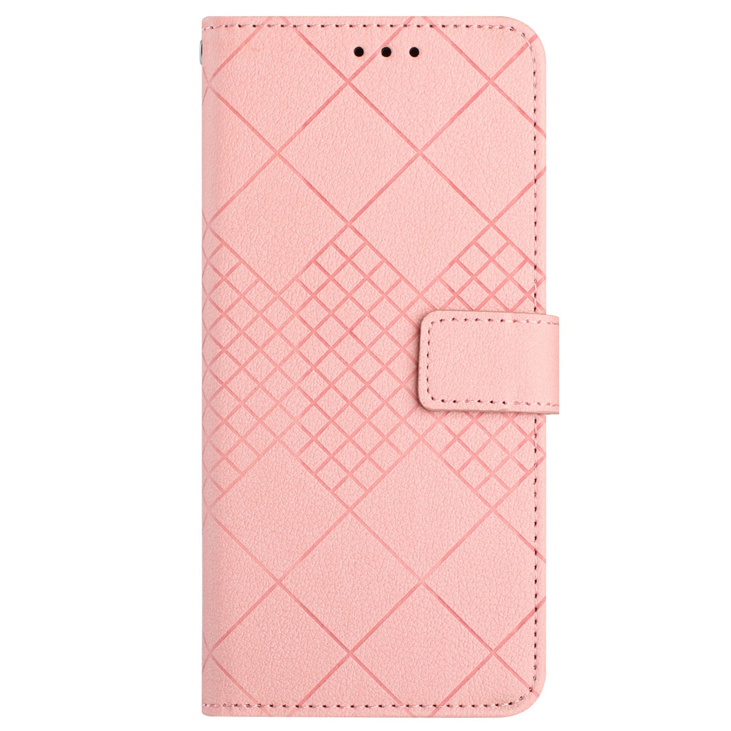 HT06 For Xiaomi Redmi Note 13 4G Wallet Case Rhombus Pattern Flip Leather Cover - Pink