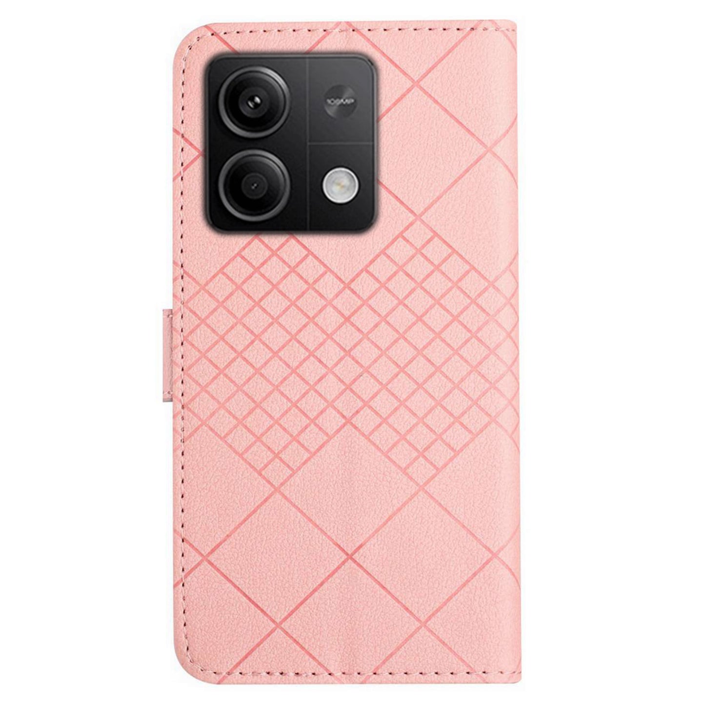 HT06 For Xiaomi Redmi Note 13 4G Wallet Case Rhombus Pattern Flip Leather Cover - Pink