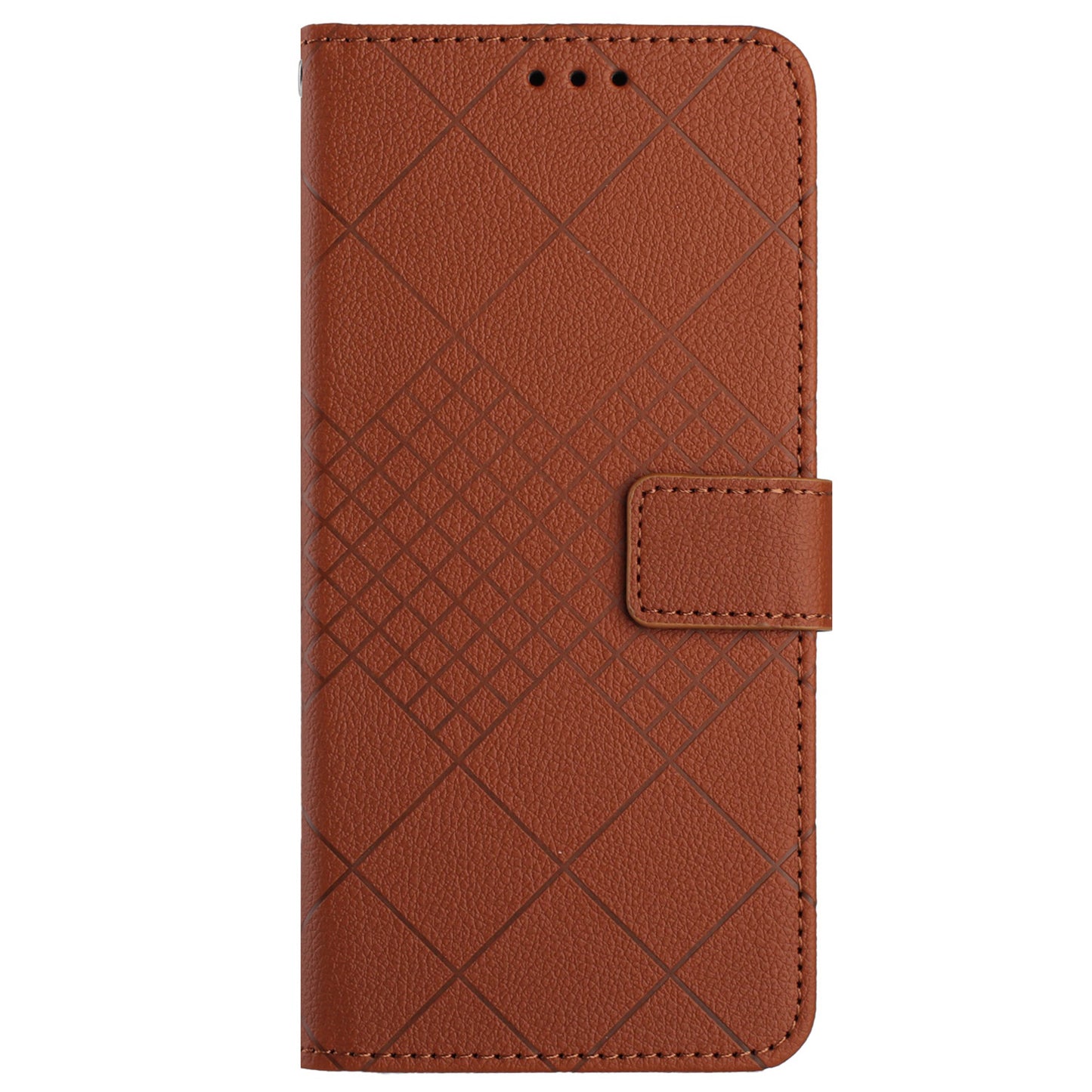 HT06 For Xiaomi Redmi Note 13 4G Wallet Case Rhombus Pattern Flip Leather Cover - Brown