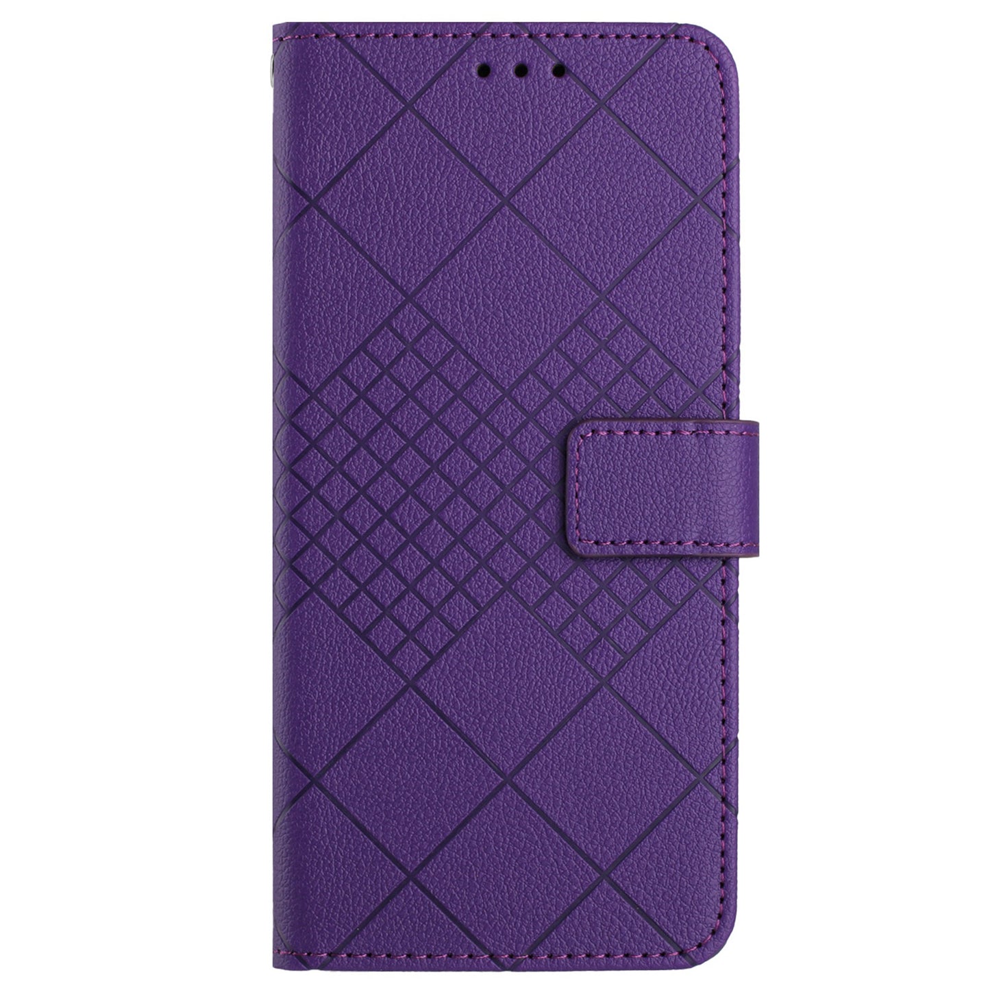 HT06 For Xiaomi Redmi Note 13 4G Wallet Case Rhombus Pattern Flip Leather Cover - Dark Purple