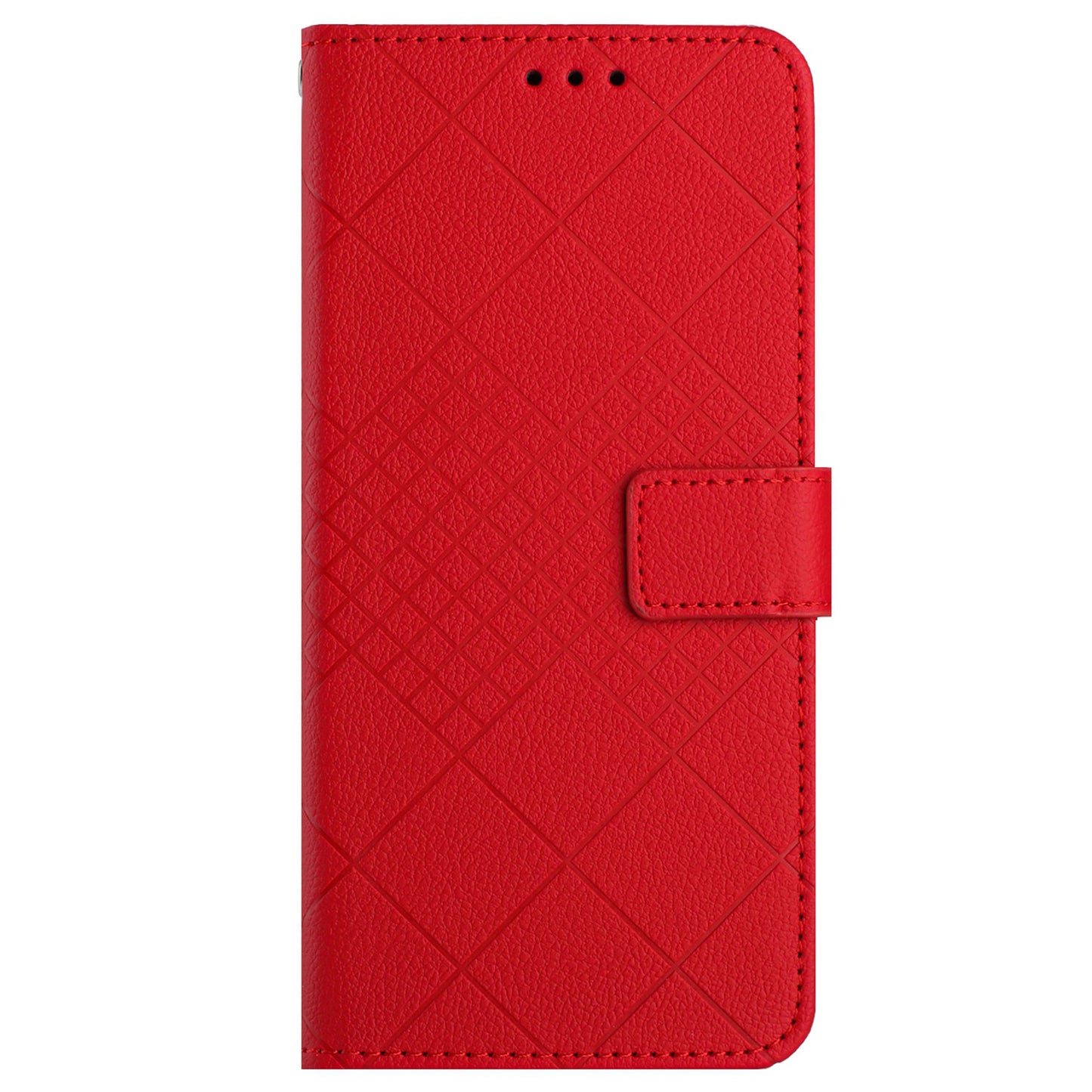 HT06 For Xiaomi Redmi Note 13 4G Wallet Case Rhombus Pattern Flip Leather Cover - Red