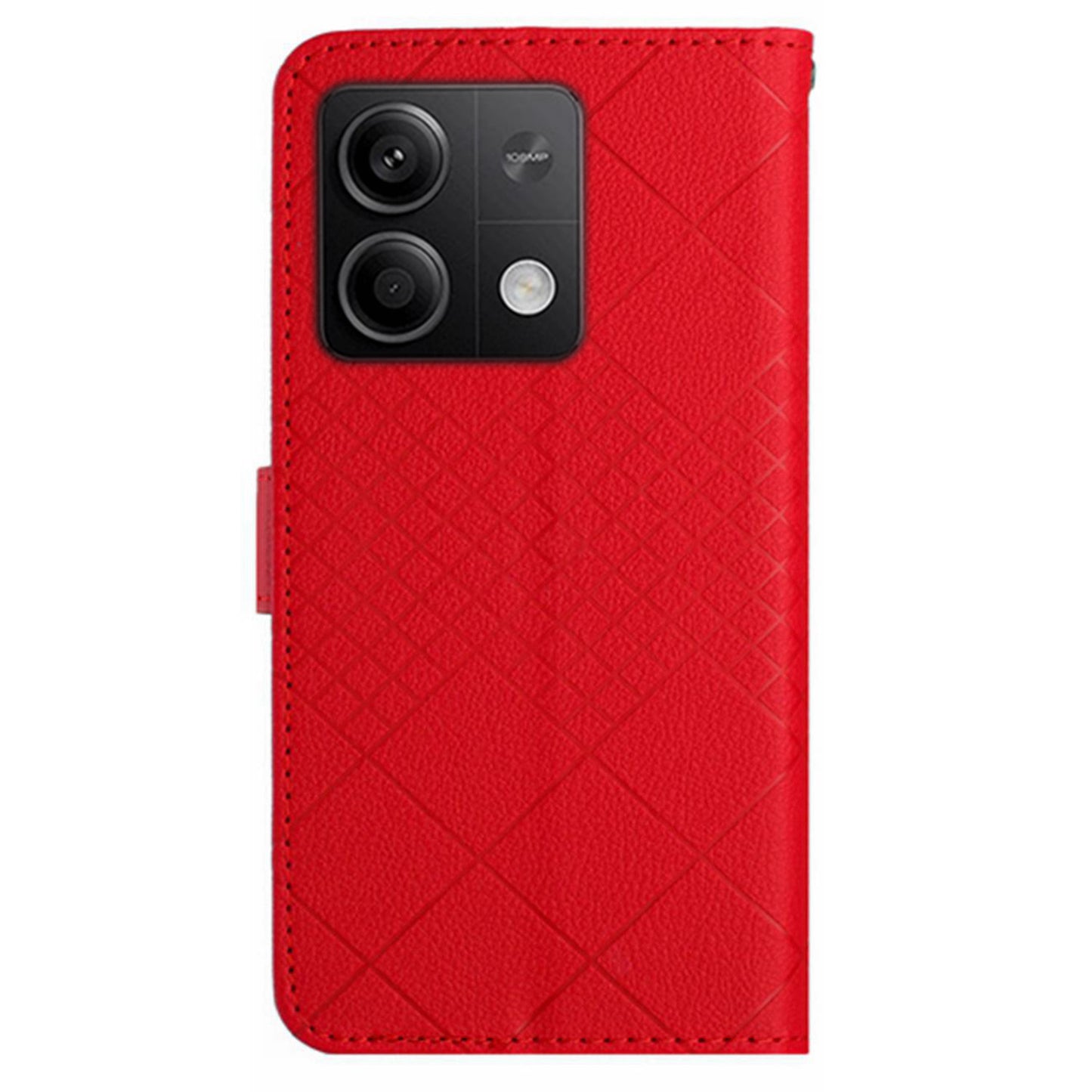 HT06 For Xiaomi Redmi Note 13 4G Wallet Case Rhombus Pattern Flip Leather Cover - Red