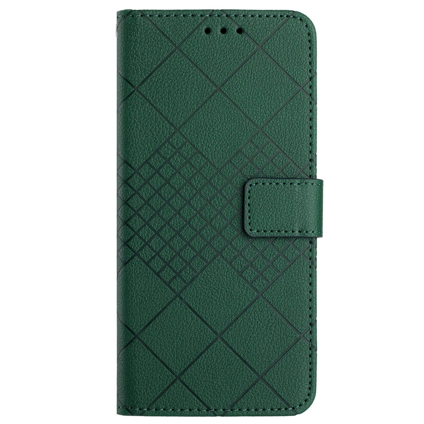 HT06 For Xiaomi Redmi Note 13 4G Wallet Case Rhombus Pattern Flip Leather Cover - Green