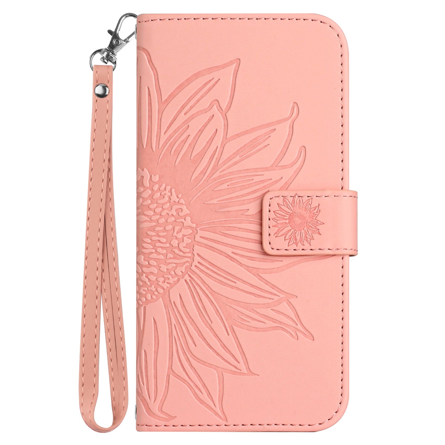 HT04 For Xiaomi Redmi Note 13 4G Leather Wallet Flip Cover Sunflower Pattern Phone Case - Light Pink