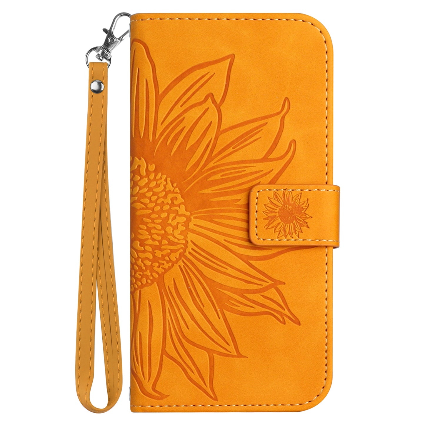 HT04 For Xiaomi Redmi Note 13 4G Leather Wallet Flip Cover Sunflower Pattern Phone Case - Yellow