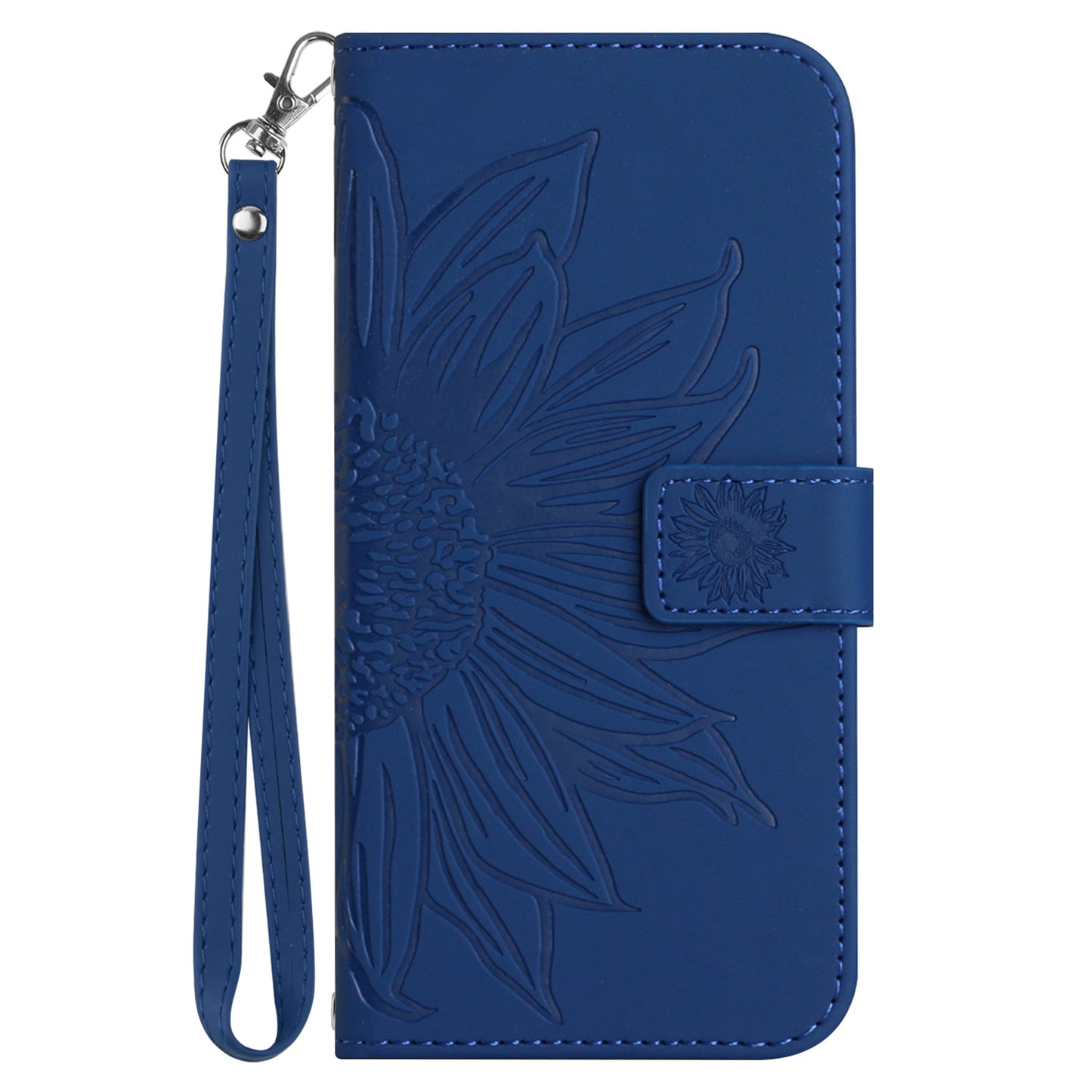 HT04 For Xiaomi Redmi Note 13 4G Leather Wallet Flip Cover Sunflower Pattern Phone Case - Sapphire