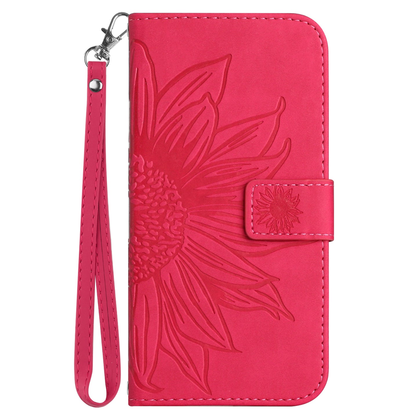 HT04 For Xiaomi Redmi Note 13 4G Leather Wallet Flip Cover Sunflower Pattern Phone Case - Rose